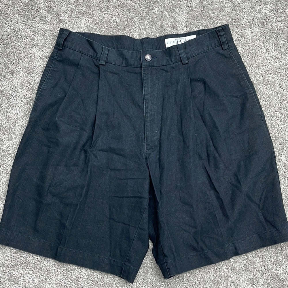 Field Gear Black Linen Blend Pleated Front Men’s Shorts size 33